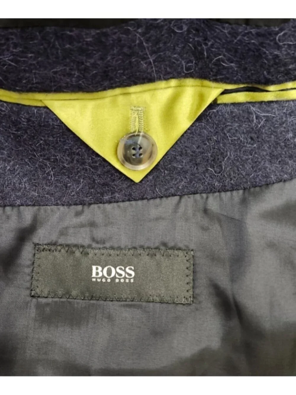 BOSS Hugo Boss Alpaca Virgin Wool Coat Men’s Size 50 Navy Blue Luxury Overcoat